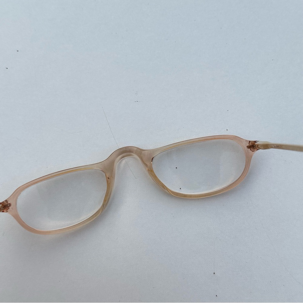 Vintage Rectangle Eyeglass Frames Only, Clear Ros… - image 4
